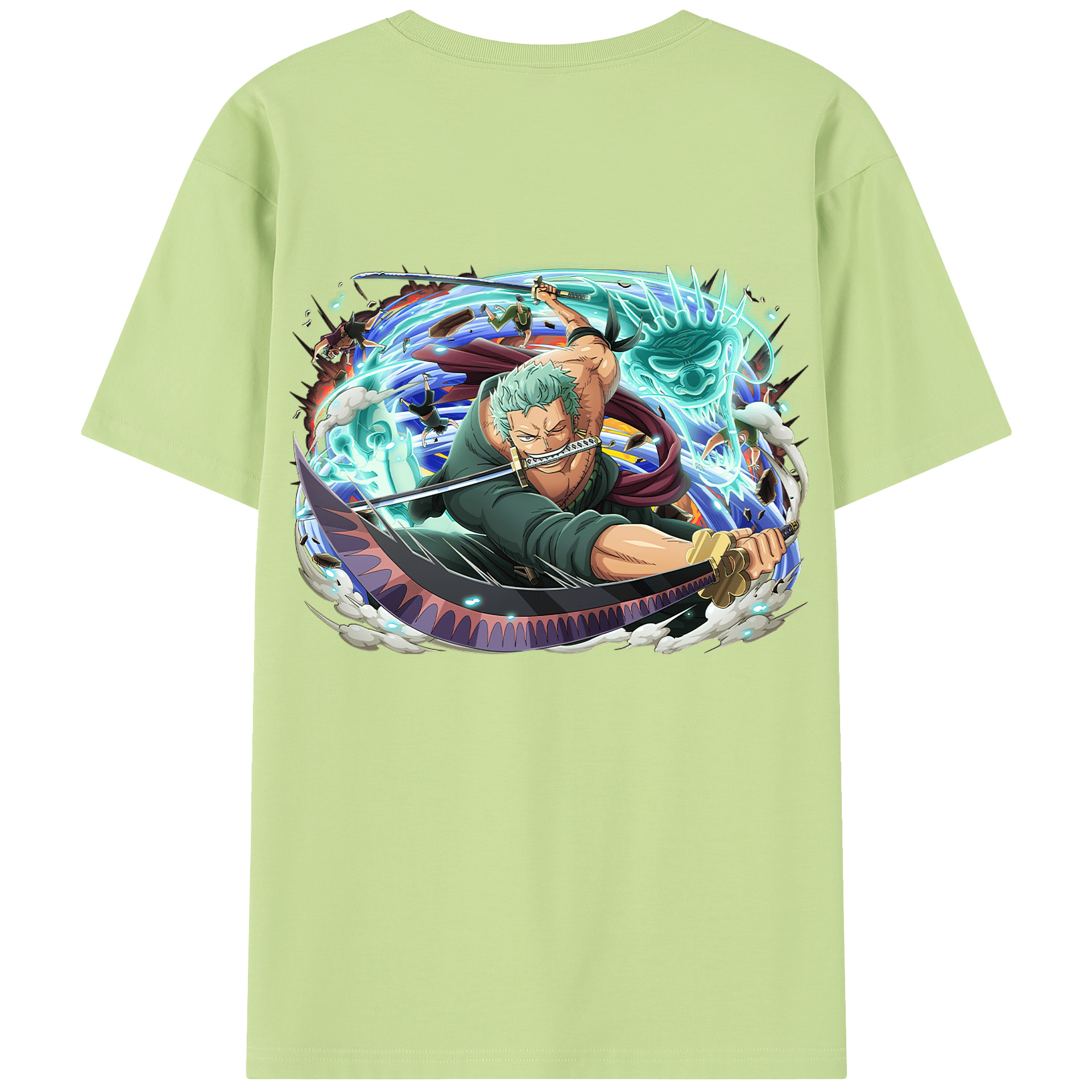 ワンピース ロロノア・ゾロ ONE PIECE Roronoa Zoro 綿100％半袖Tシャツ（背面プリント）